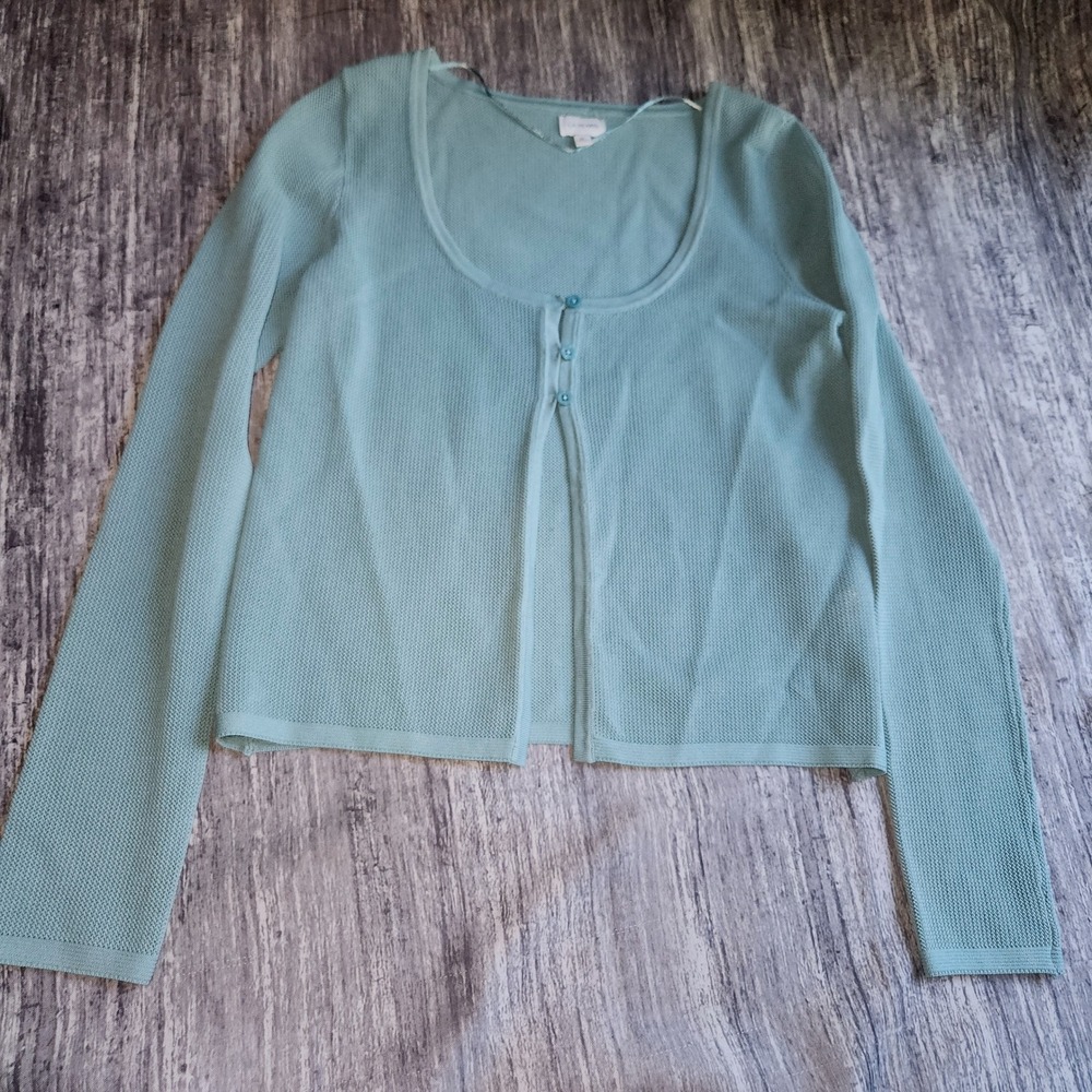 L.A. Hearts Womens Cardigan Sweater Medium Blue Knit Button Front Lightweight